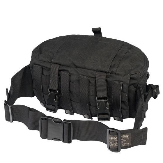 Back view of the North American Rescue Black CCR Squad Bag with multiple attachment points