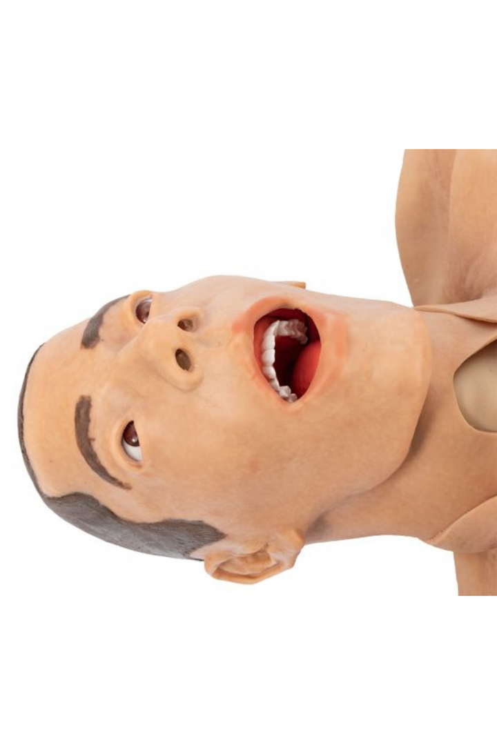 TOMManikin - GSW close up of face with mouth open