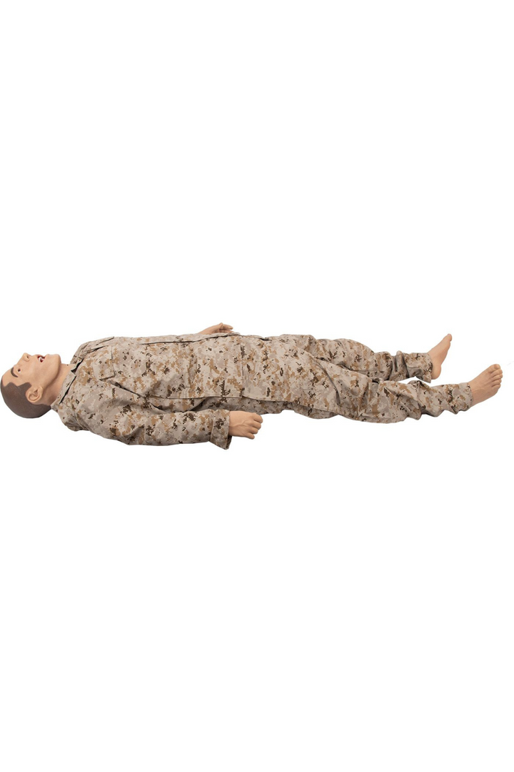 TOMManikin - GSW fully clothed in camouflage army uniform