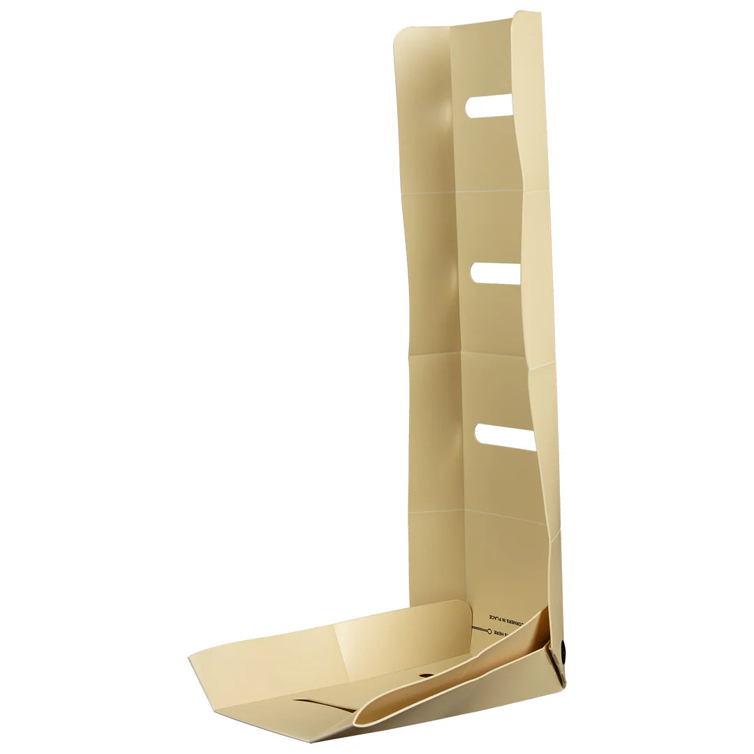 RISE rigid splint displayed in upright locked configuration

