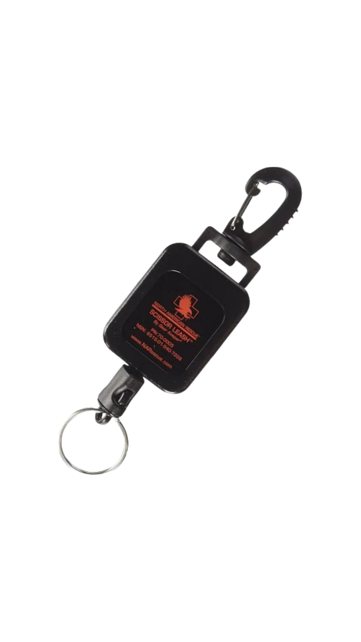North American Rescue Retractable Scissor Leash Black Out Of Packaging