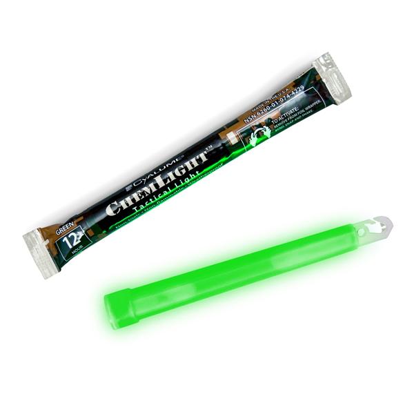Cyalume ChemLight Lightstick in green shown with original sealed wrapper. Designed for tactical illumination and emergency signaling. TacMed Australia – military-grade chem lights for low-light operations.