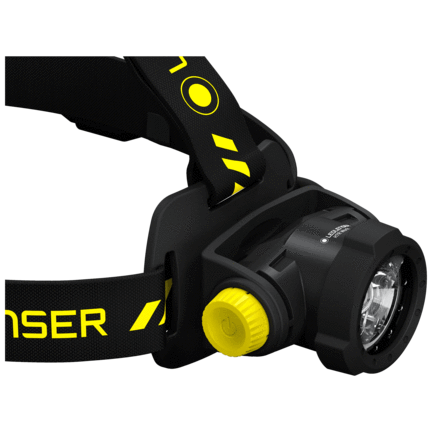 Side close-up of the headlamp showing the focus dial and LED housing.