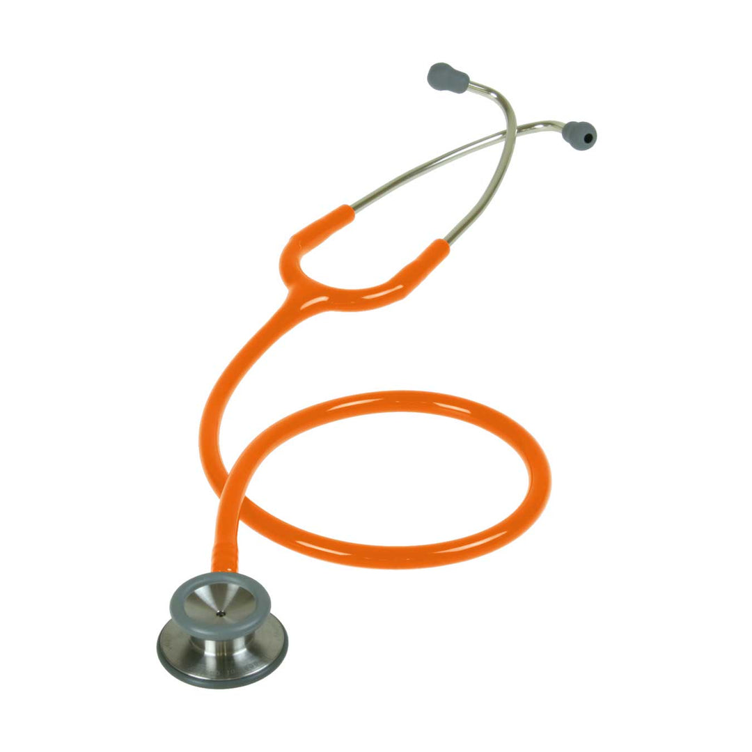 Bright orange Liberty Classic Tunable Stethoscope with silver chest piece.