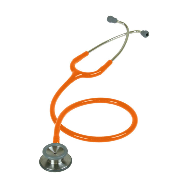 Bright orange Liberty Classic Tunable Stethoscope with silver chest piece.