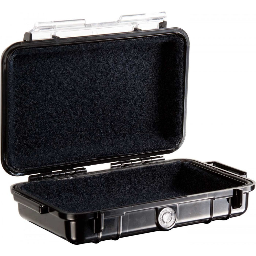 Black North American Rescue Armadillo Medication Case shown open. Lockable case is empty to show padding which keeps medications safe and secure in the field.