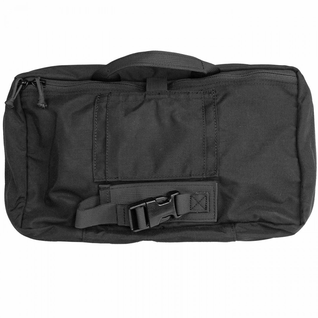 Back view of the North American Rescue Patrol Bag showing outside compartments for trauma shears and other preshospital emergency supplies