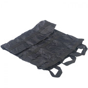 Black North American Rescue QuikLitter Lite out of packing and shown on a white background. Used for remote emergency scenarios where a compact extrication device is required.