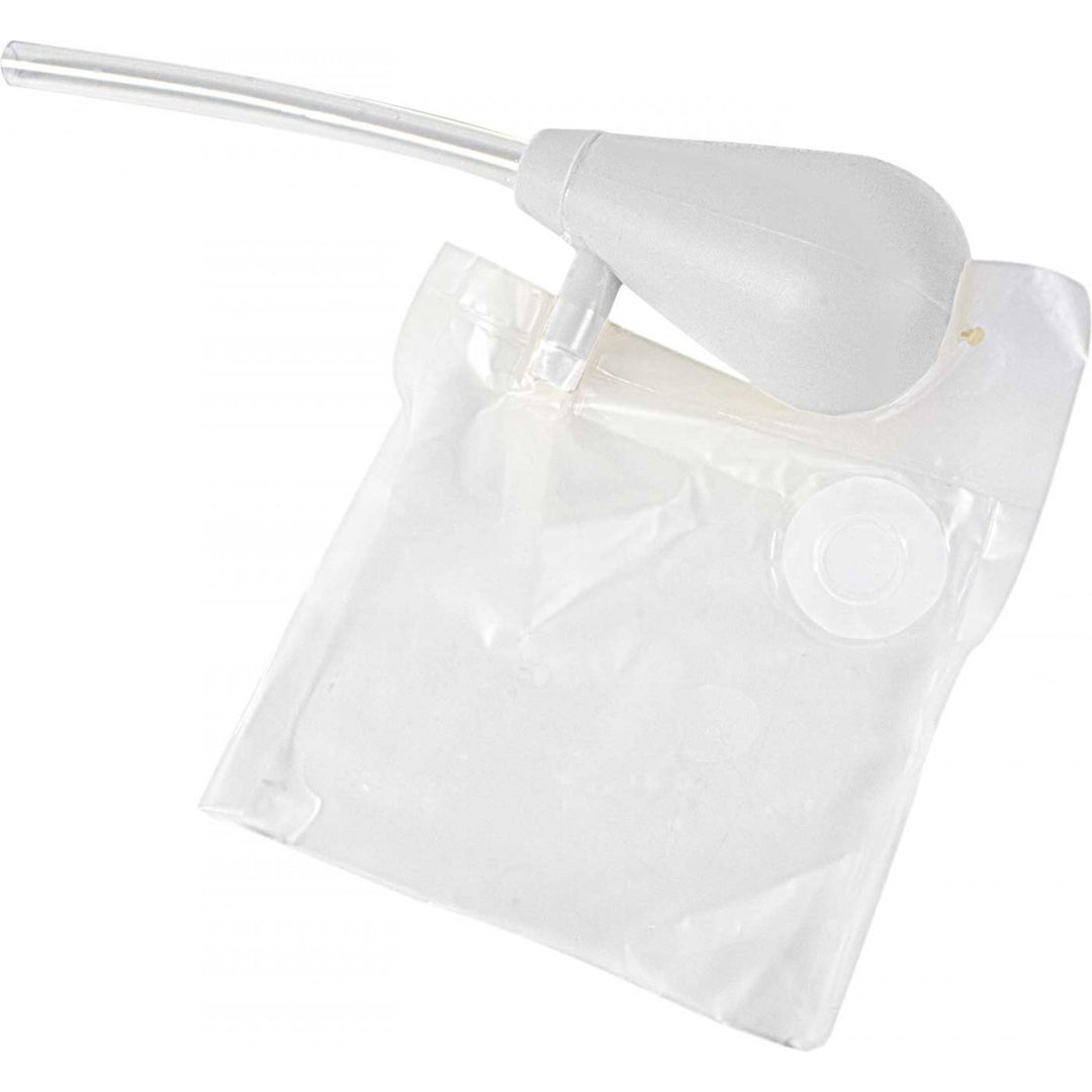 The North American Rescue Tactical Suction Device includes a clear collection bag and bulb, capable of holding over 1000 mL, ensuring it can manage significant amounts of fluid in an emergency.