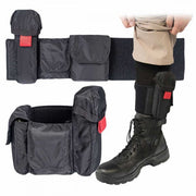 North American Rescue ankle wrap displayed open, wrapped and on a man's leg.